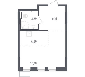 Планировка студии(квартира) площадью 26.17 квадратных метров в ЖК “ЖК Рублевский Квартал”