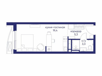 Планировка студии(квартира) площадью 28.02 квадратных метров в ЖК “ЖК Остров”