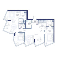 Планировка трехкомнатной(квартира) площадью 125 квадратных метров в “ЖК ХАЙДАУТ”