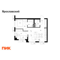 Планировка двухкомнатной(квартира) площадью 49 квадратных метров в “ЖК Ярославский”