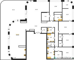 Планировка 4+ комнатной(квартира) площадью 320.5 квадратных метров в “ЖК Большая Татарская 35”