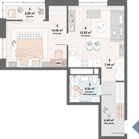 Планировка однокомнатной(квартира) площадью 49.5 квадратных метров в “ЖК Триумф (Пушкино)”
