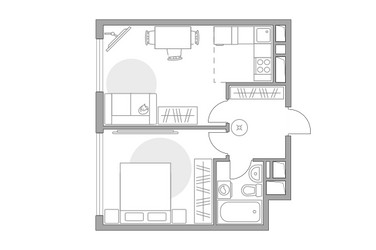 Планировка двухкомнатной(квартира) площадью 40.2 квадратных метров в ЖК “ЖК Бригантина”