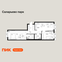 Планировка двухкомнатной(квартира) площадью 63.5 квадратных метров в “ЖК Саларьево парк”