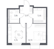 Планировка однокомнатной(квартира) площадью 35.83 квадратных метров в “ЖК Мытищи Парк”