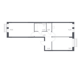 Планировка двухкомнатной(квартира) площадью 60.13 квадратных метров в ЖК “ЖК Рублевский Квартал”