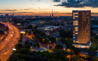 фото ЖК Резиденция Сокольники в ночное время
