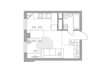 Планировка студии(квартира) площадью 29.23 квадратных метров в ЖК “ЖК Новая Алексеевская роща”
