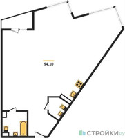 Планировка трехкомнатной(квартира) площадью 92.5 квадратных метров в “ЖК Клубный дом Точка отсчета”