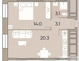 Планировка однокомнатной(квартира) площадью 40.5 квадратных метров в “ЖК ЗИЛАРТ”