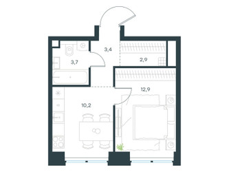 Планировка однокомнатной(квартира) площадью 33.2 квадратных метров в ЖК “ЖК Левел Звенигородская”