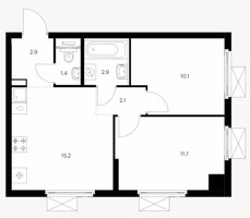 Планировка двухкомнатной(квартира) площадью 46.2 квадратных метров в “Ярославский квартал”