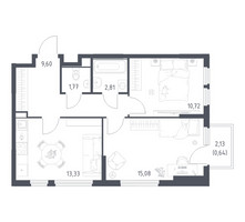 Планировка двухкомнатной(квартира) площадью 53.95 квадратных метров в “ЖК Остафьево”