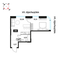 Планировка двухкомнатной(квартира) площадью 46 квадратных метров в ЖК “ЖК Инноватор”