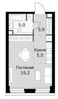 Планировка студии(квартира) площадью 33.5 квадратных метров в ЖК “ЖК Amber City (Амбер Сити)”
