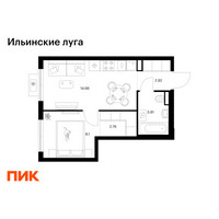 Планировка однокомнатной(квартира) площадью 32.35 квадратных метров в “ЖК Ильинские луга”