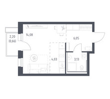 Планировка студии(квартира) площадью 27.7 квадратных метров в “ЖК Квартал Авиаторов”