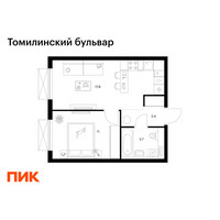 Планировка однокомнатной(квартира) площадью 35.9 квадратных метров в “ЖК Томилинский бульвар”