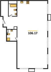 Планировка трехкомнатной(квартира) площадью 106.2 квадратных метров в ЖК “ЖК Dream Towers (Дрим Тауэрс)”