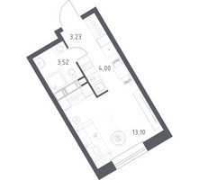 Планировка студии(квартира) площадью 23.85 квадратных метров в “ЖК ЭкоБунино (Южное Бунино)”