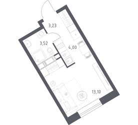 Планировка студии(квартира) площадью 23.85 квадратных метров в ЖК “ЖК ЭкоБунино (Южное Бунино)”