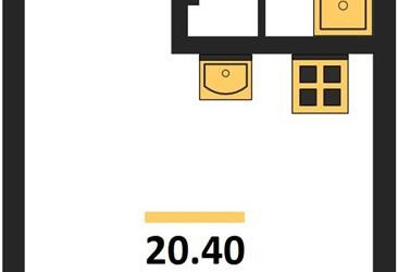 Планировка студии(квартира) площадью 20.4 квадратных метров в ЖК “ЖК Школьный”