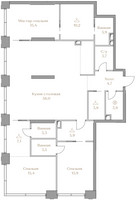 Планировка трехкомнатной(квартира) площадью 152.8 квадратных метров в “ЖК Коллекция Лужники”