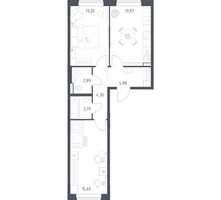 Планировка двухкомнатной(квартира) площадью 57.53 квадратных метров в “ЖК Новое Видное”