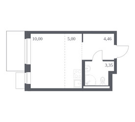 Планировка студии(квартира) площадью 22.81 квадратных метров в ЖК “ЖК Квартал Западный”