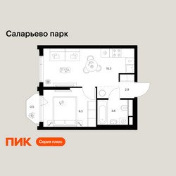 Планировка однокомнатной(квартира) площадью 31.6 квадратных метров в ЖК “ЖК Саларьево парк”