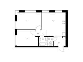 Планировка двухкомнатной(квартира) площадью 55 квадратных метров в “ЖК Полар”