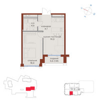 Планировка однокомнатной(квартира) площадью 49.9 квадратных метров в “ЖК Татарская 35”