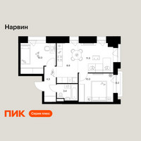 Планировка двухкомнатной(квартира) площадью 48.7 квадратных метров в “Нарвин”