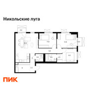 Планировка трехкомнатной(квартира) площадью 86.1 квадратных метров в “ЖК Никольские луга”