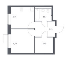 Планировка однокомнатной(квартира) площадью 35.82 квадратных метров в “ЖК Молжаниново”