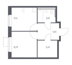 Планировка однокомнатной(квартира) площадью 35.82 квадратных метров в ЖК “ЖК Молжаниново”