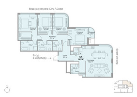 Планировка 4+ комнатной(квартира) площадью 146.4 квадратных метров в “ЖК Stories на Мосфильмовской”