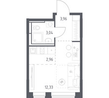 Планировка студии(квартира) площадью 22.29 квадратных метров в “ЖК Богдановский Лес”