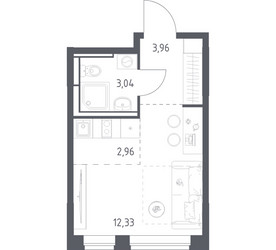 Планировка студии(квартира) площадью 22.29 квадратных метров в ЖК “ЖК Богдановский Лес”