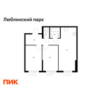 Планировка двухкомнатной(квартира) площадью 56.4 квадратных метров в “ЖК Люблинский парк”