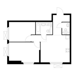 Планировка двухкомнатной(квартира) площадью 51.7 квадратных метров в ЖК “ЖК Люблинский парк”