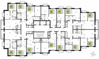 Планировка двухкомнатной(квартира) площадью 44.7 квадратных метров в ЖК “ЖК Вяземы Парк”