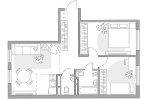 Планировка трехкомнатной(квартира) площадью 57.51 квадратных метров в “ЖК Аникеевский”