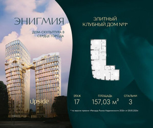 Планировка трехкомнатной(квартира) площадью 157.03 квадратных метров в ЖК “Клубный дом Энигмия”