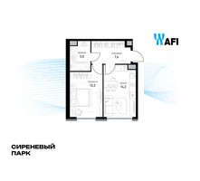 Планировка однокомнатной(квартира) площадью 39.5 квадратных метров в “ЖК Сиреневый парк”