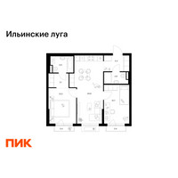 Планировка двухкомнатной(квартира) площадью 57.1 квадратных метров в “ЖК Ильинские луга”