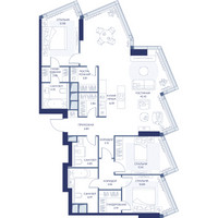 Планировка трехкомнатной(квартира) площадью 123.5 квадратных метров в “ЖК ХАЙДАУТ”