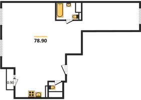 Планировка трехкомнатной(квартира) площадью 78.9 квадратных метров в “ЖК Настроение”