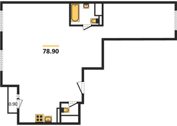 Планировка трехкомнатной(квартира) площадью 78.9 квадратных метров в ЖК “ЖК Настроение”