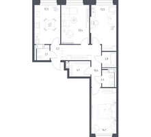 Планировка трехкомнатной(квартира) площадью 77.8 квадратных метров в “ЖК Мытищи Парк”